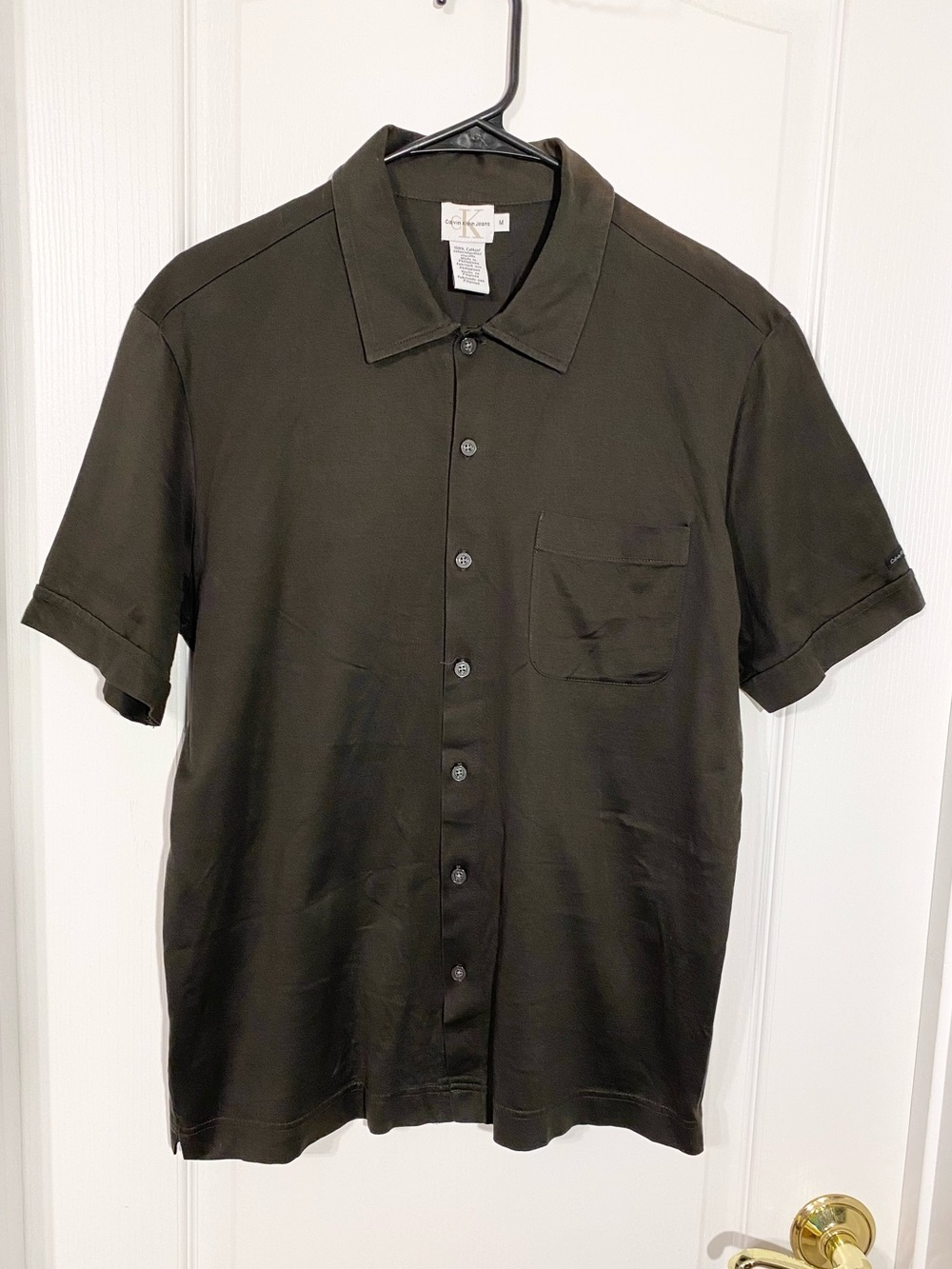 Y2K VTG Calvin Klein Knit Button Down Shirt Black Men’s Medium